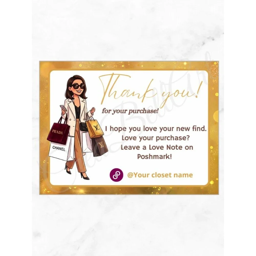 100 Personalized Fashion Thank You Cards Small Business, 4×3 in